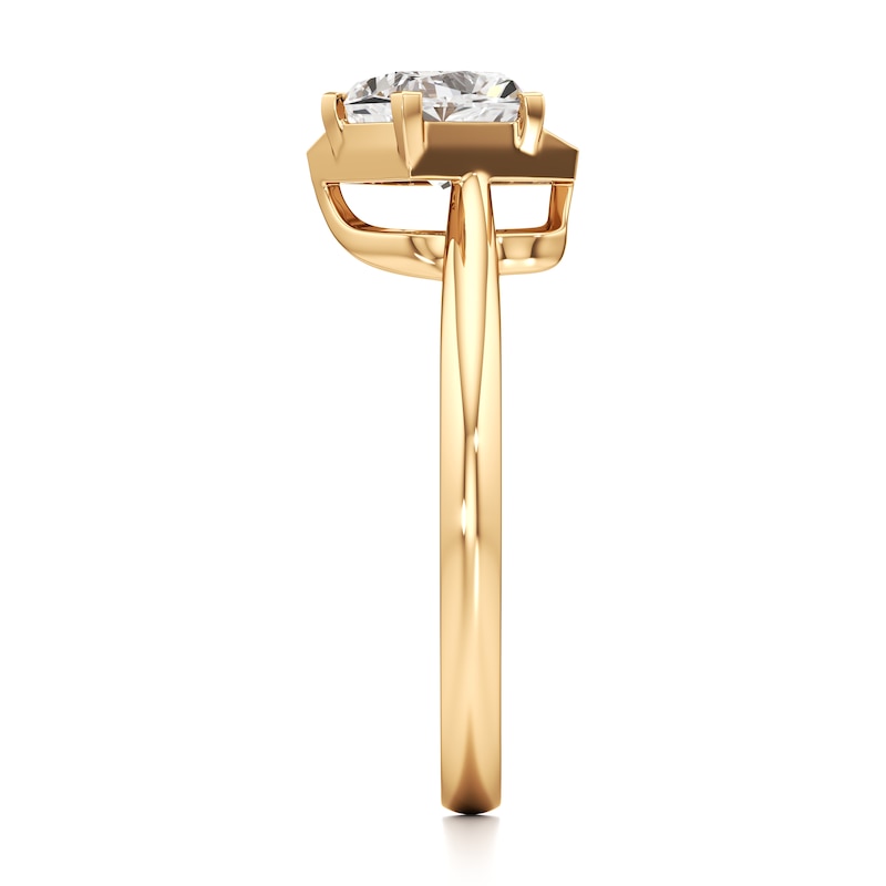Main Image 3 of J'Lure Pentagon Brilliant-Cut Lab-Grown Diamond Half-Halo Engagement Ring 1 ct tw 18K Yellow Gold
