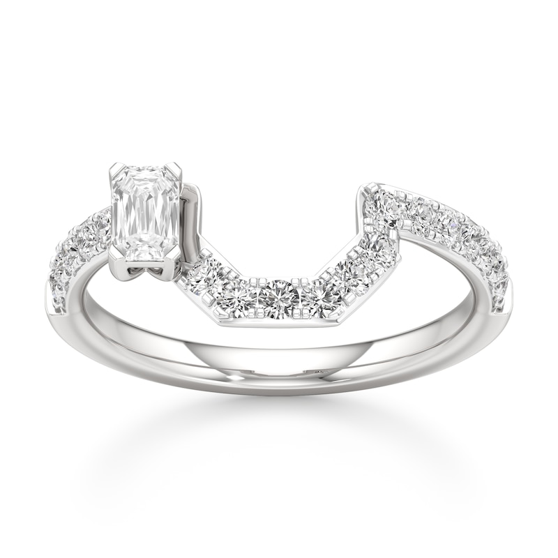 Main Image 1 of J'Lure Imperial-Emerald Step-Cut Lab-Grown Diamond Contour Wedding Band 5/8 ct tw 18K White Gold