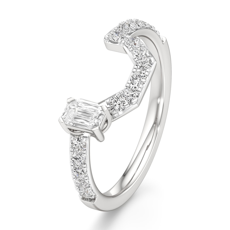 Main Image 4 of J'Lure Imperial-Emerald Step-Cut Lab-Grown Diamond Contour Wedding Band 5/8 ct tw 18K White Gold