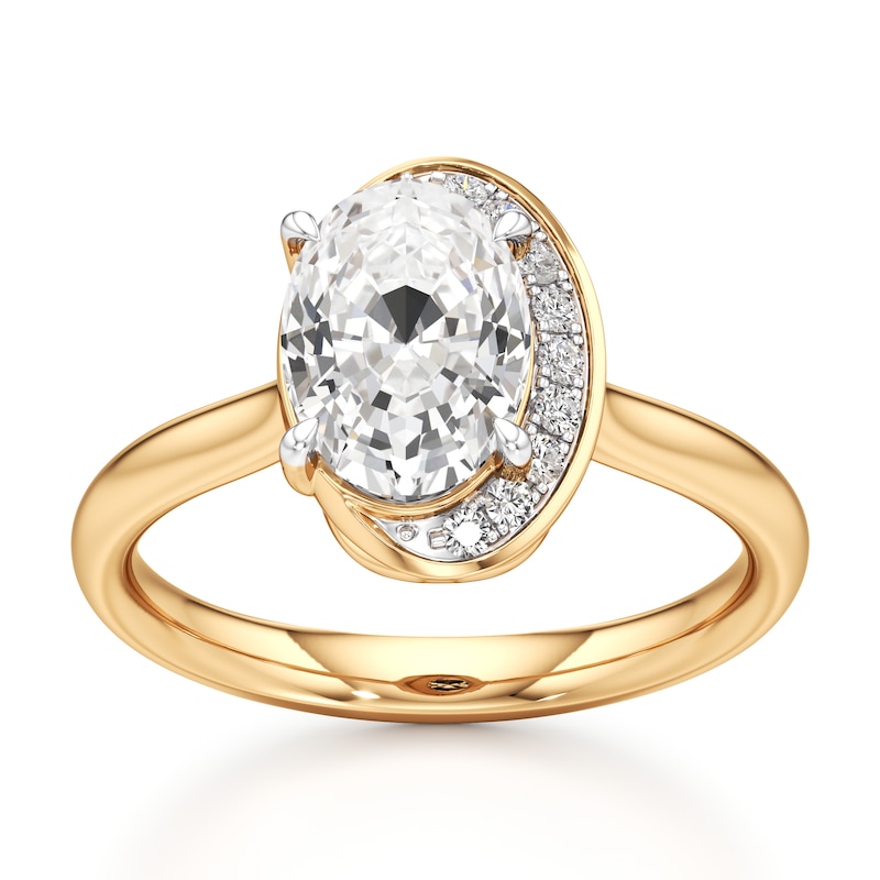 Main Image 1 of J'Lure Oval Step-Cut Lab-Grown Diamond Half-Halo Engagement Ring 2 ct tw 18K Yellow Gold