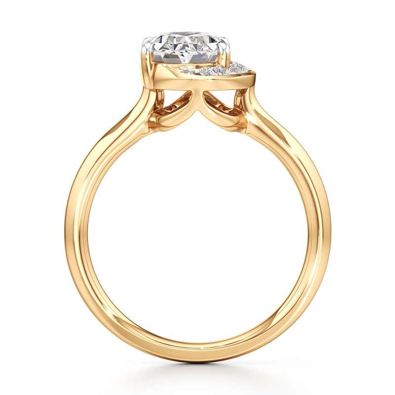 Main Image 2 of J'Lure Oval Step-Cut Lab-Grown Diamond Half-Halo Engagement Ring 2 ct tw 18K Yellow Gold