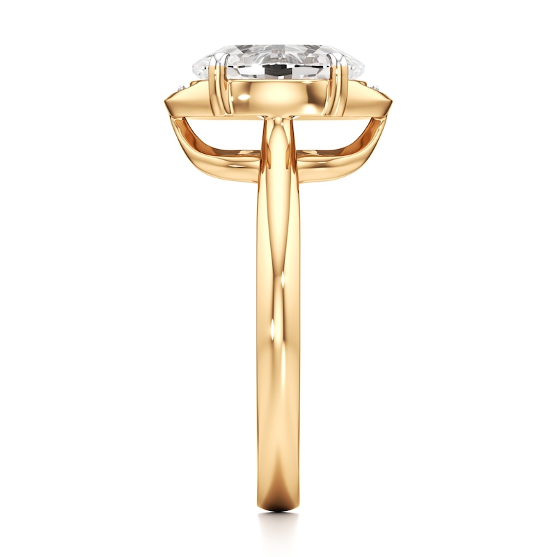 Main Image 3 of J'Lure Oval Step-Cut Lab-Grown Diamond Half-Halo Engagement Ring 2 ct tw 18K Yellow Gold