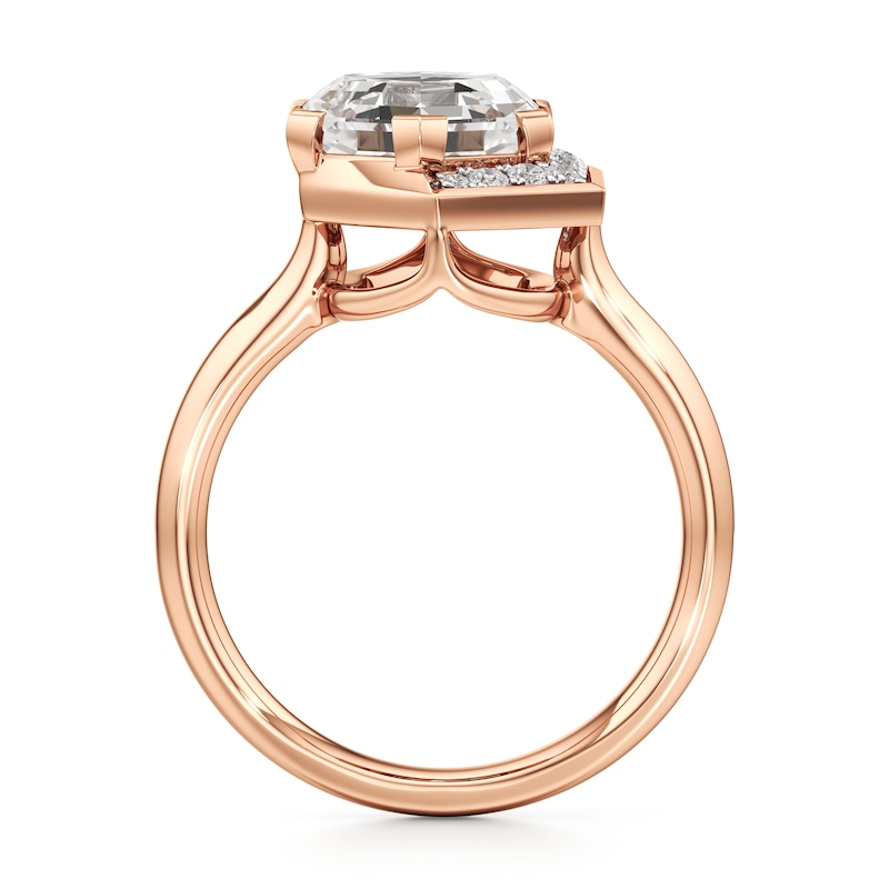 Main Image 2 of J'Lure Hexagon Step-Cut Lab-Grown Diamond Half-Halo Engagement Ring 3 ct tw 18K Rose Gold