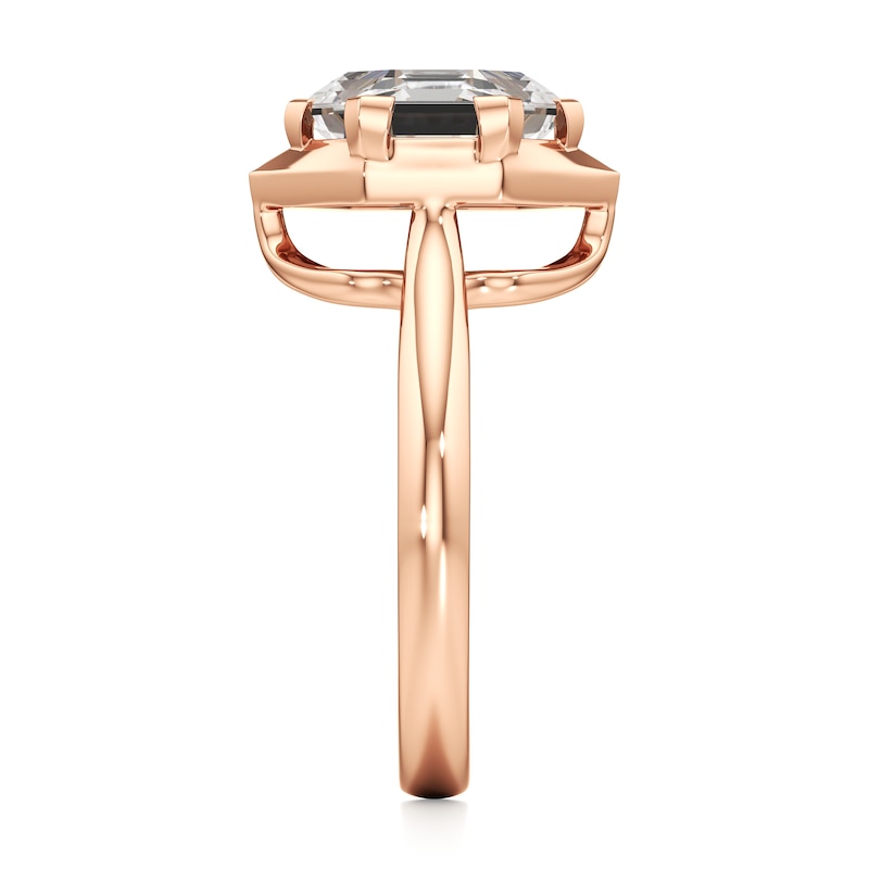 Main Image 3 of J'Lure Hexagon Step-Cut Lab-Grown Diamond Half-Halo Engagement Ring 3 ct tw 18K Rose Gold