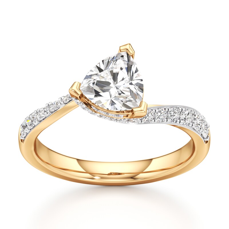 Main Image 1 of J'Lure Trillion Curved Brilliant-Cut Lab-Grown Diamond Bypass Engagement Ring 1-1/4 ct tw 18K Yellow Gold