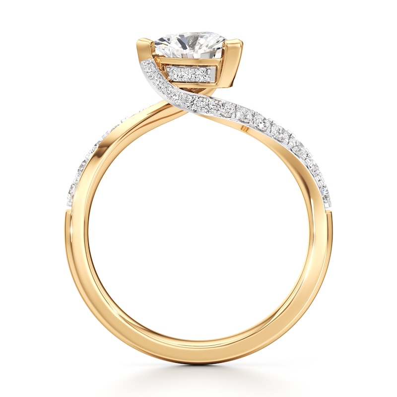 Main Image 2 of J'Lure Trillion Curved Brilliant-Cut Lab-Grown Diamond Bypass Engagement Ring 1-1/4 ct tw 18K Yellow Gold
