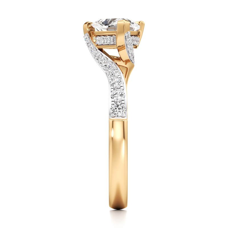 Main Image 3 of J'Lure Trillion Curved Brilliant-Cut Lab-Grown Diamond Bypass Engagement Ring 1-1/4 ct tw 18K Yellow Gold