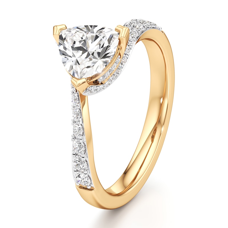 Main Image 4 of J'Lure Trillion Curved Brilliant-Cut Lab-Grown Diamond Bypass Engagement Ring 1-1/4 ct tw 18K Yellow Gold