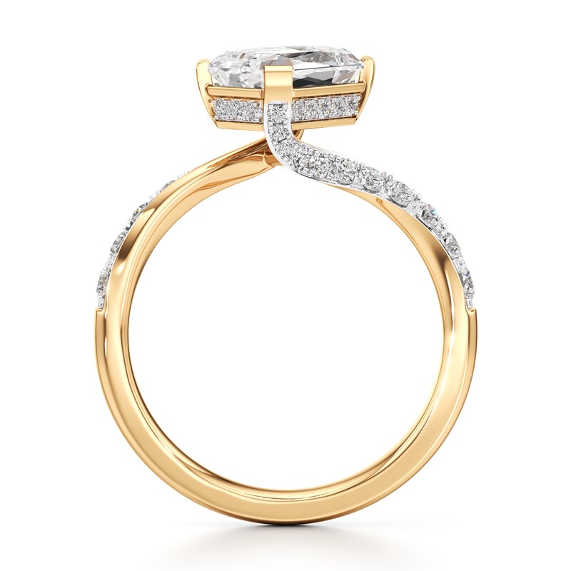 Main Image 2 of J'Lure Imperial-Emerald Step-Cut Lab-Created Diamond Bypass Engagement Ring 2-3/8 ct tw 18K Yellow Gold