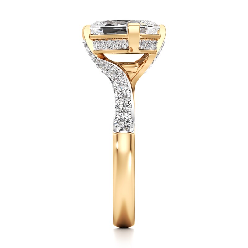 Main Image 3 of J'Lure Imperial-Emerald Step-Cut Lab-Created Diamond Bypass Engagement Ring 2-3/8 ct tw 18K Yellow Gold