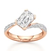 Thumbnail Image 1 of J'Lure Imperial-Emerald Step-Cut Lab-Grown Diamond Bypass Engagement Ring 2-3/8 ct tw 18K Rose Gold