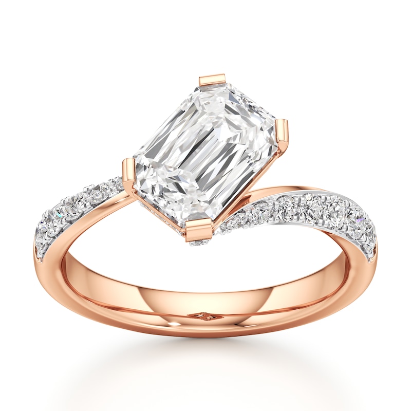 Main Image 1 of J'Lure Imperial-Emerald Step-Cut Lab-Grown Diamond Bypass Engagement Ring 2-3/8 ct tw 18K Rose Gold