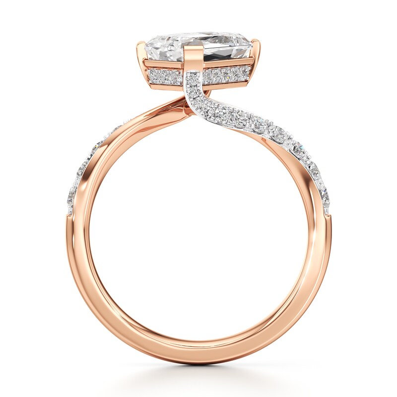 Main Image 2 of J'Lure Imperial-Emerald Step-Cut Lab-Grown Diamond Bypass Engagement Ring 2-3/8 ct tw 18K Rose Gold