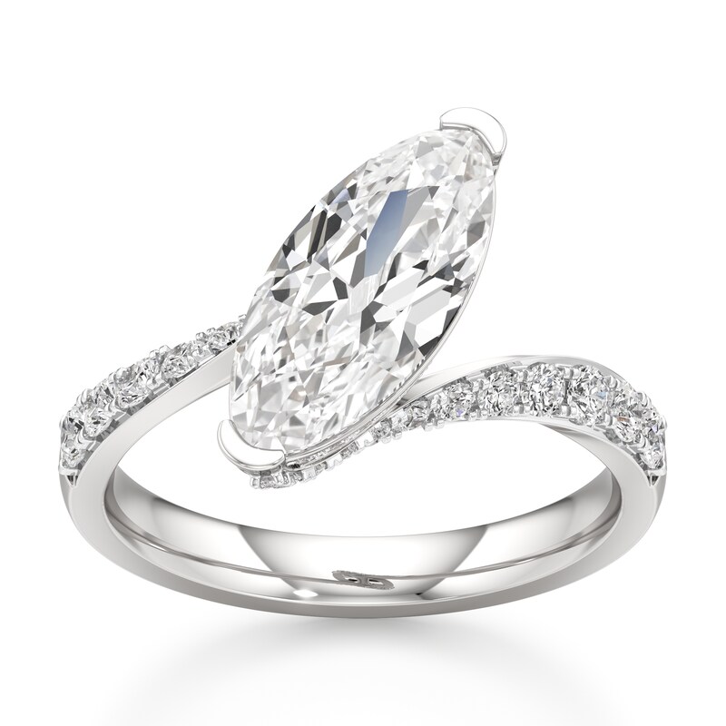 Main Image 1 of J'Lure Moval Old-Cut Lab-Grown Diamond Bypass Engagement Ring 2-1/2 ct tw 18K White Gold