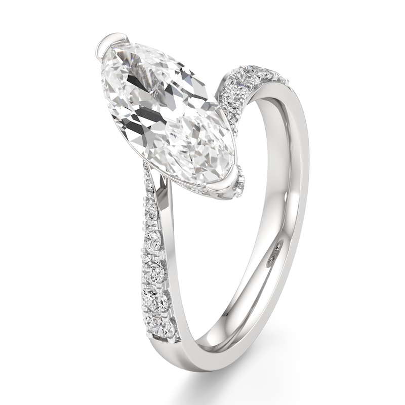 Main Image 4 of J'Lure Moval Old-Cut Lab-Grown Diamond Bypass Engagement Ring 2-1/2 ct tw 18K White Gold