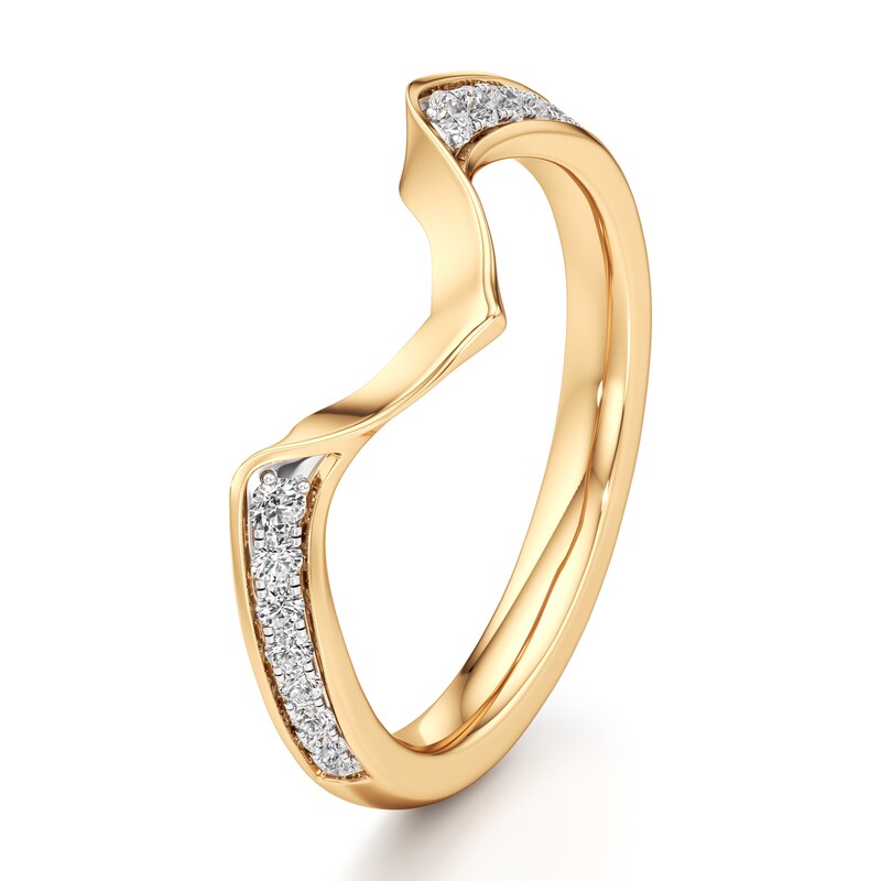 Main Image 4 of J'Lure Lab-Grown Diamond Contour Wedding Band 1/6 ct tw 18K Yellow Gold