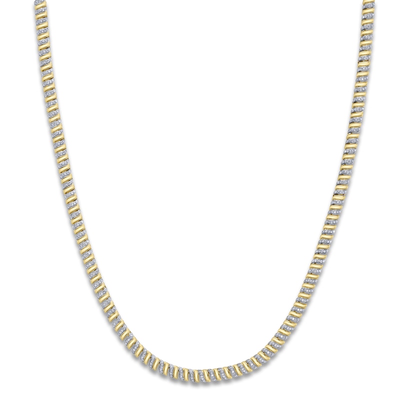 Main Image 1 of Shy Creation Diamond Pavé Stripe Necklace 1-1/3 ct tw 14K Yellow Gold 17" SC55025330RDZ17