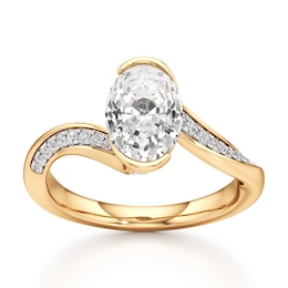 J'Lure Oval Step-Cut Lab-Grown Diamond Bypass Engagement Ring 2-1/5 ct tw 18K Yellow Gold
