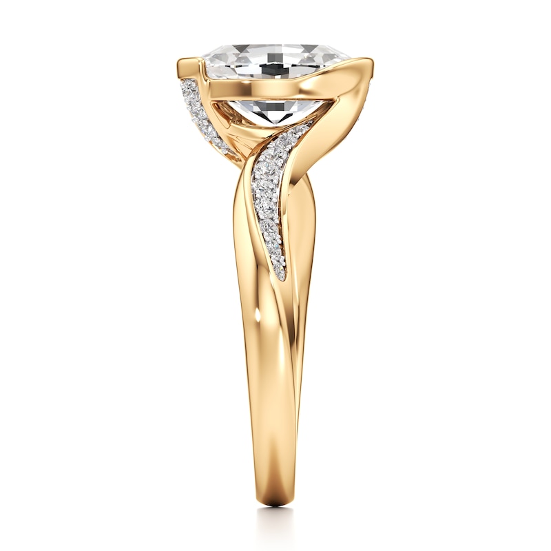 Main Image 3 of J'Lure Oval Step-Cut Lab-Grown Diamond Bypass Engagement Ring 2-1/5 ct tw 18K Yellow Gold