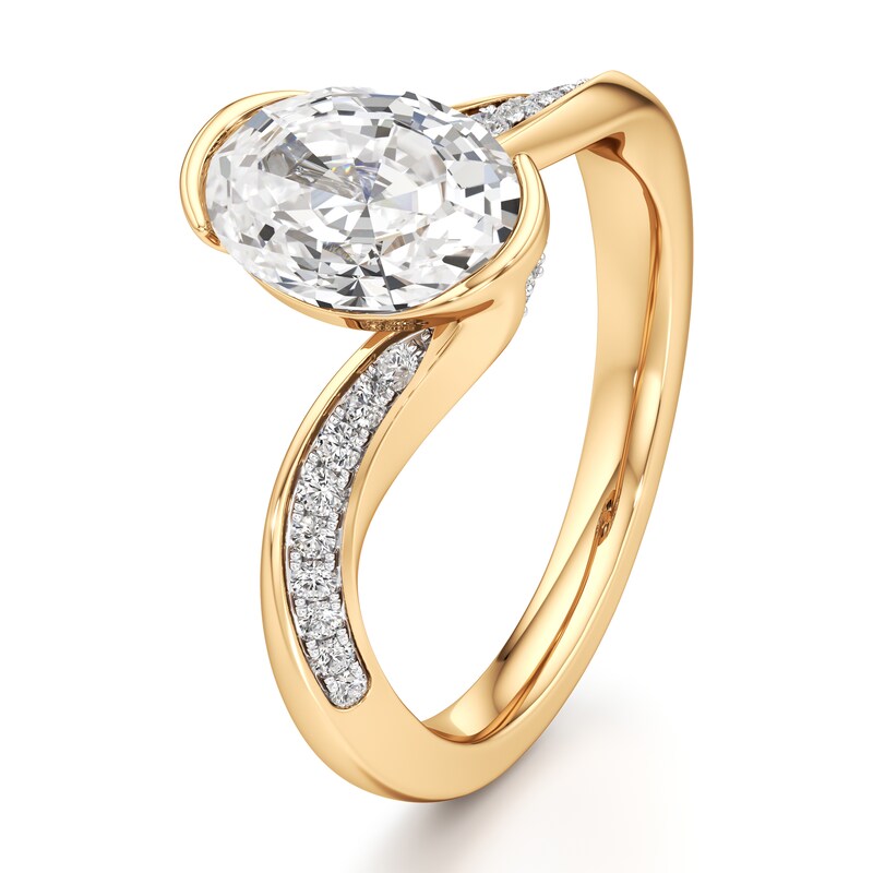 Main Image 4 of J'Lure Oval Step-Cut Lab-Grown Diamond Bypass Engagement Ring 2-1/5 ct tw 18K Yellow Gold