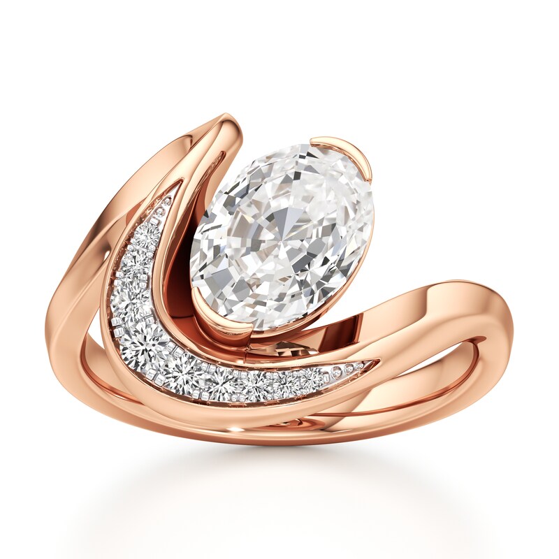 Main Image 1 of J'Lure Oval Step-Cut Lab-Grown Diamond Engagement Ring 2 ct tw 18K Rose Gold