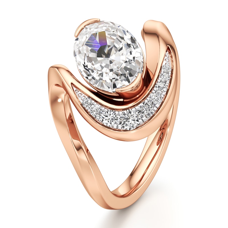 Main Image 4 of J'Lure Oval Step-Cut Lab-Grown Diamond Engagement Ring 2 ct tw 18K Rose Gold