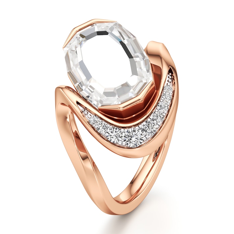 Main Image 4 of J'Lure Oval Portrait-Cut Lab-Grown Diamond Engagement Ring 3 ct tw 18K Rose Gold