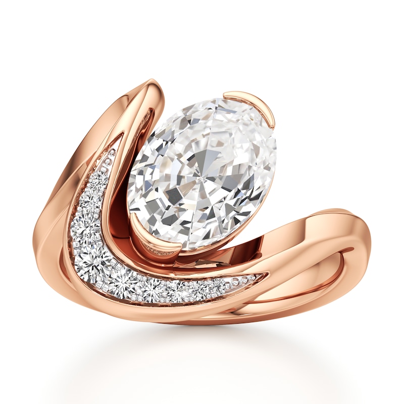 Main Image 1 of J'Lure Oval Step-Cut Lab-Grown Diamond Engagement Ring 3 ct tw 18K Rose Gold