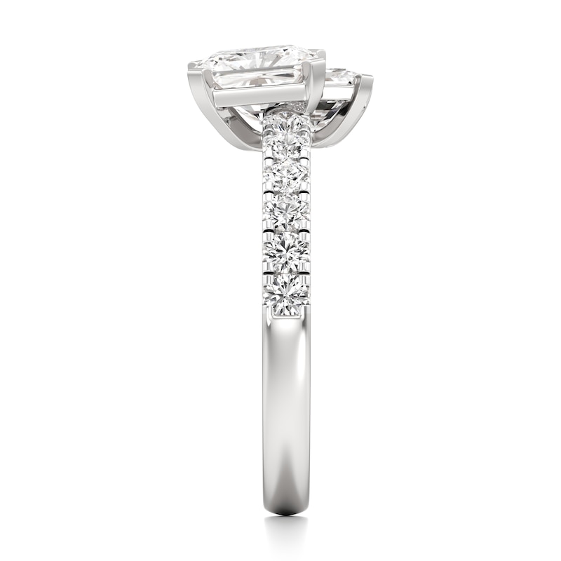 Main Image 3 of J'Lure Radiant Brilliant-Cut Two-Stone Lab-Grown Diamond Engagement Ring 1-7/8 ct tw 18K White Gold