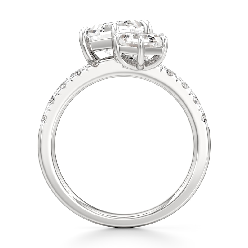 Main Image 2 of J'Lure Hexagon Step-Cut Two-Stone Lab-Grown Diamond Engagement Ring 3-3/8 ct tw 18K White Gold