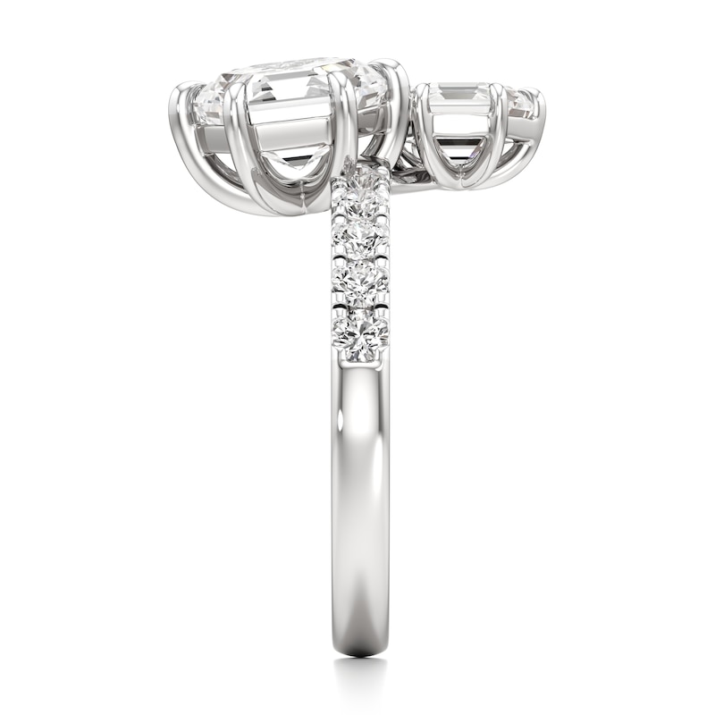 Main Image 3 of J'Lure Hexagon Step-Cut Two-Stone Lab-Grown Diamond Engagement Ring 3-3/8 ct tw 18K White Gold