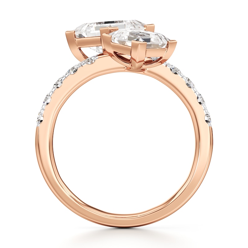 Main Image 2 of J'Lure Carre Step-Cut Two-Stone Lab-Grown Diamond Engagement Ring 3-3/8 ct tw 18K Rose Gold