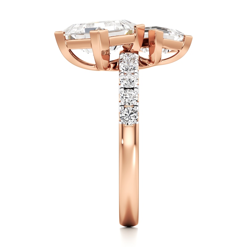 Main Image 3 of J'Lure Carre Step-Cut Two-Stone Lab-Grown Diamond Engagement Ring 3-3/8 ct tw 18K Rose Gold