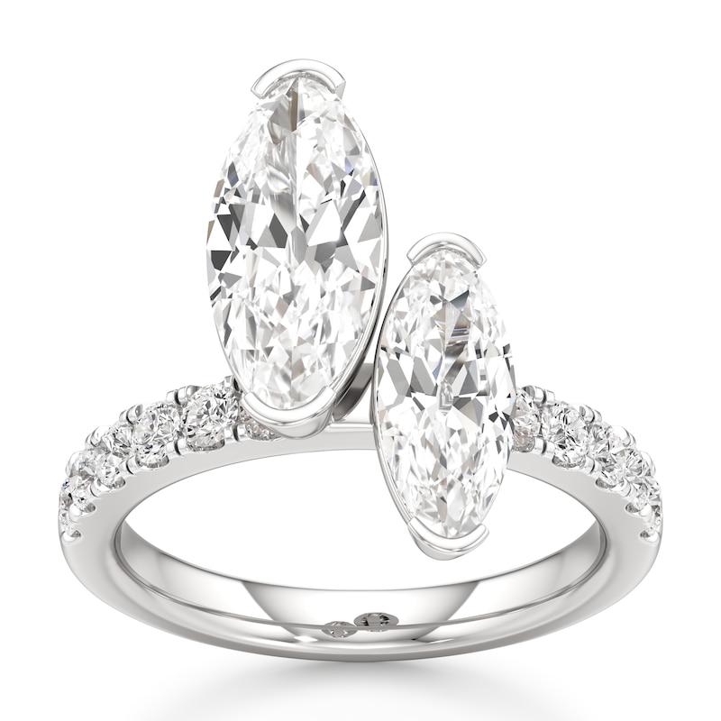 Main Image 1 of J'Lure Moval Old-Cut Two-Stone Lab-Grown Diamond Engagement Ring 3-3/8 ct tw 18K White Gold