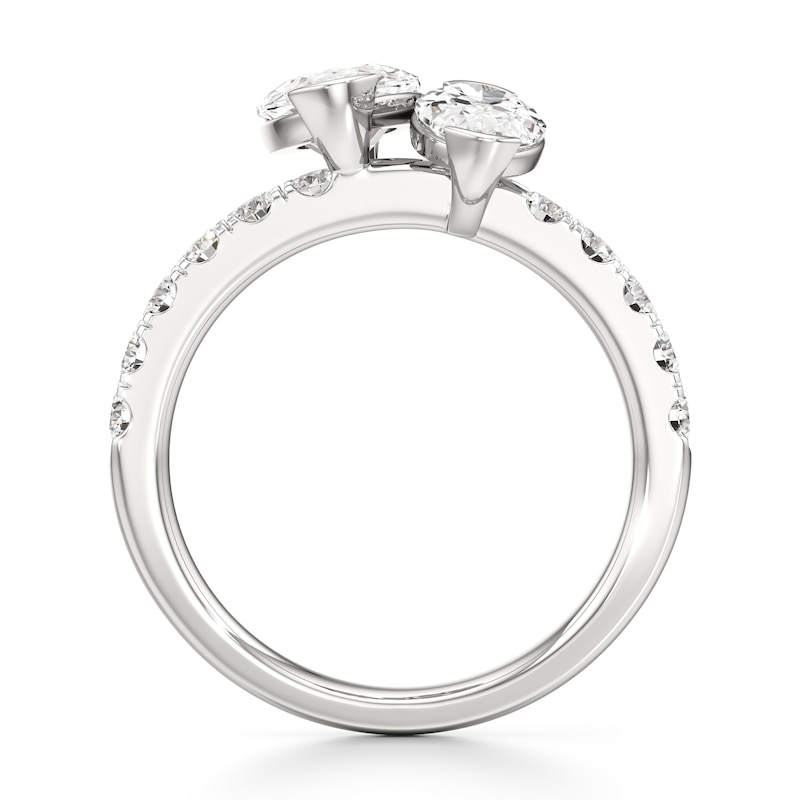 Main Image 2 of J'Lure Moval Old-Cut Two-Stone Lab-Grown Diamond Engagement Ring 3-3/8 ct tw 18K White Gold