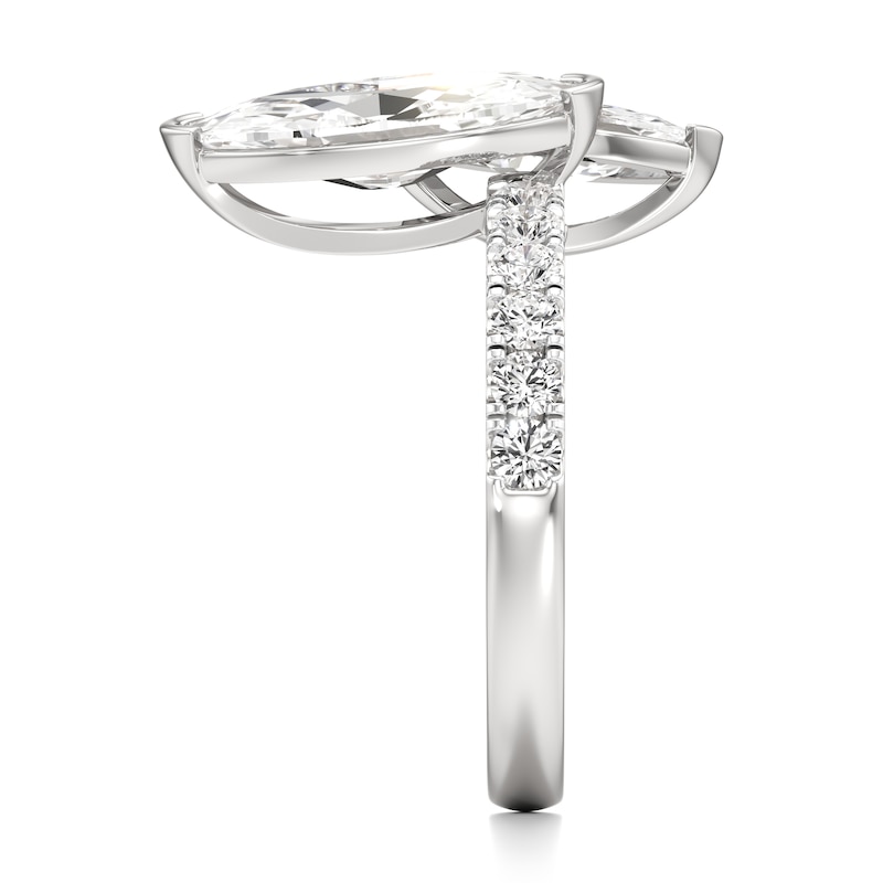 Main Image 3 of J'Lure Moval Old-Cut Two-Stone Lab-Grown Diamond Engagement Ring 3-3/8 ct tw 18K White Gold