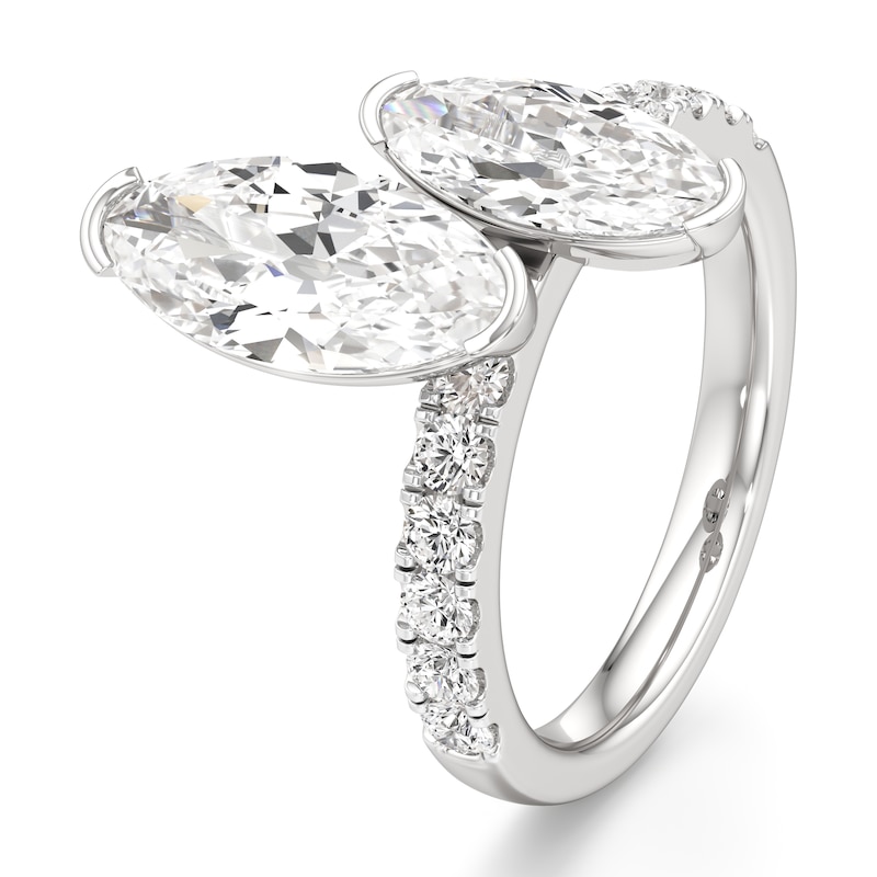 Main Image 4 of J'Lure Moval Old-Cut Two-Stone Lab-Grown Diamond Engagement Ring 3-3/8 ct tw 18K White Gold