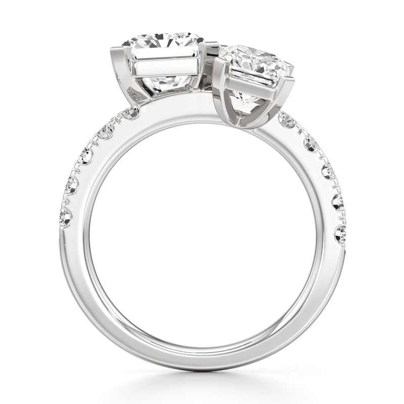 Main Image 2 of J'Lure Radiant Brilliant-Cut Two-Stone Lab-Grown Diamond Engagement Ring 4-5/8 ct tw 18K White Gold