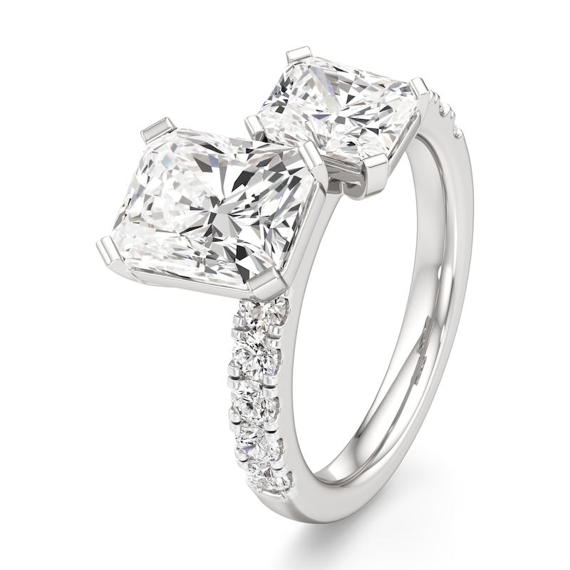 Main Image 4 of J'Lure Radiant Brilliant-Cut Two-Stone Lab-Grown Diamond Engagement Ring 4-5/8 ct tw 18K White Gold