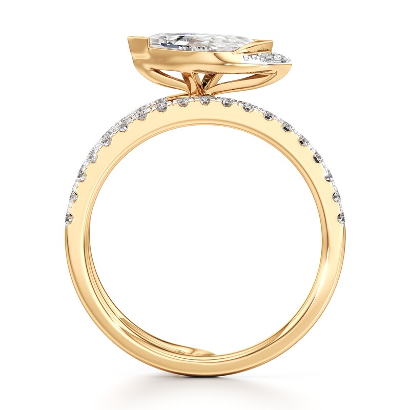 Main Image 2 of J'Lure Leaf Step-Cut Lab-Grown Diamond Spiral Engagement Ring 1-3/8 ct tw 18K Yellow Gold