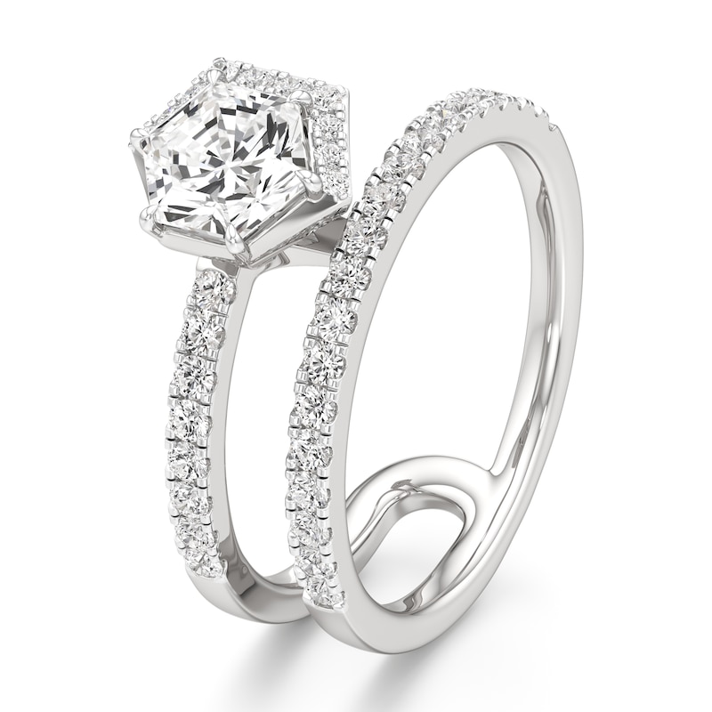 Main Image 4 of J'Lure Hexagon Brilliant-Cut Lab-Grown Diamond Spiral Engagement Ring 1-3/8 ct tw 18K White Gold