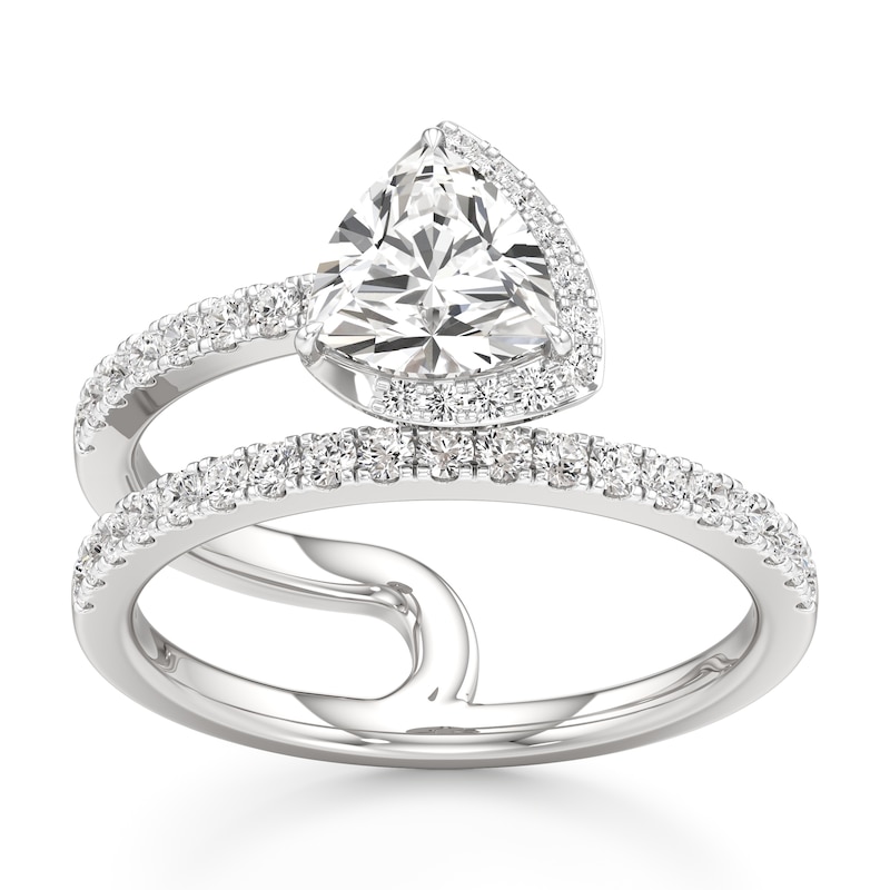 Main Image 1 of J'Lure Trillion Curved Brilliant-Cut Lab-Grown Diamond Spiral Engagement Ring 1-3/8 ct tw 18K White Gold