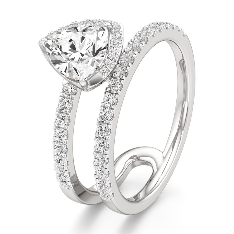 Main Image 4 of J'Lure Trillion Curved Brilliant-Cut Lab-Grown Diamond Spiral Engagement Ring 1-3/8 ct tw 18K White Gold