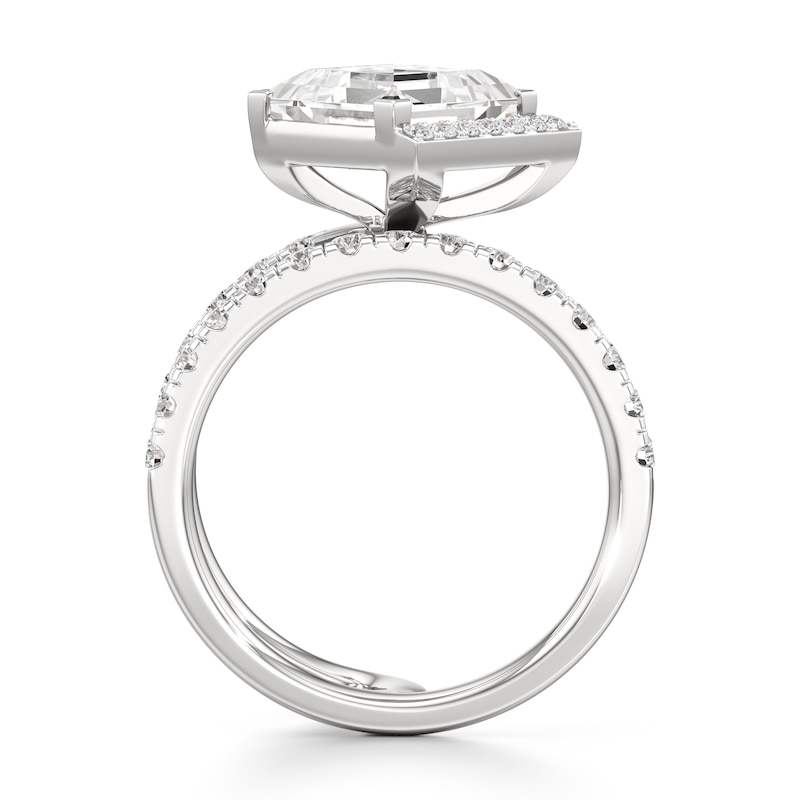 Main Image 2 of J'Lure Carre Step-Cut Lab-Grown Diamond Spiral Engagement Ring 3-3/4 ct tw 18K White Gold