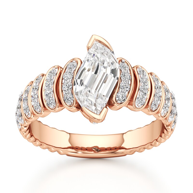 Main Image 1 of J'Lure Leaf Step-Cut Lab-Grown Diamond Engagement Ring 1-1/3 ct tw 18K Rose Gold