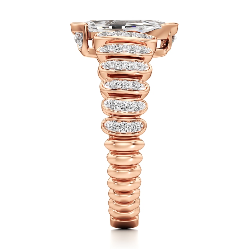 Main Image 3 of J'Lure Leaf Step-Cut Lab-Grown Diamond Engagement Ring 1-1/3 ct tw 18K Rose Gold