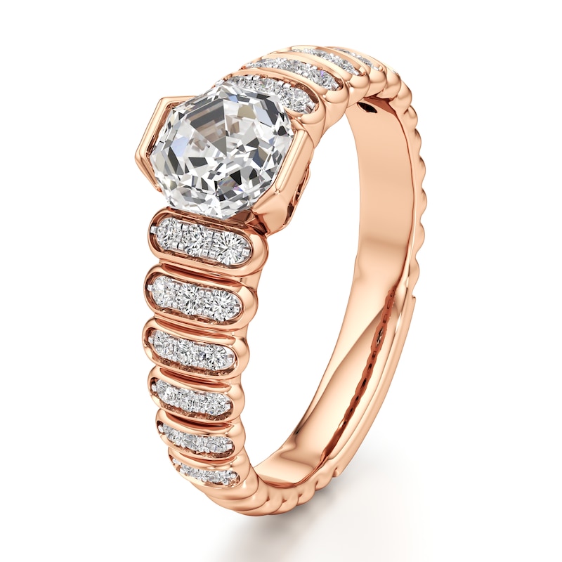 Main Image 4 of J'Lure Octagon Step-Cut Lab-Grown Diamond Engagement Ring 1-1/4 ct tw 18K Rose Gold