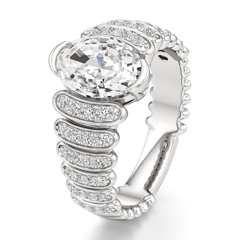 Main Image 4 of J'Lure Oval Step-Cut Lab-Grown Diamond Engagement Ring 2-3/8 ct tw 18K White Gold