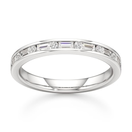 J'Lure Baguette & Round-Cut Lab-Grown Diamond Wedding Band 3/8 ct tw 18K White Gold