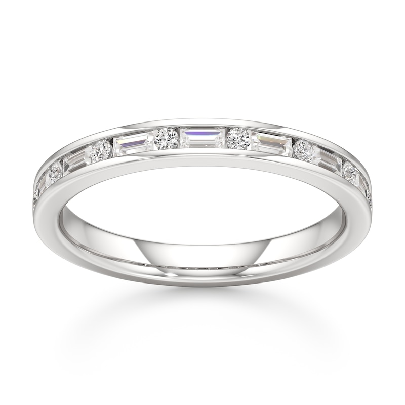 Main Image 1 of J'Lure Baguette & Round-Cut Lab-Created Diamond Wedding Band 3/8 ct tw 18K White Gold